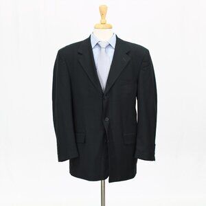 Stefano 42R Blue Solid Polyester Three Button Sport Coat Blazer Jacket G…